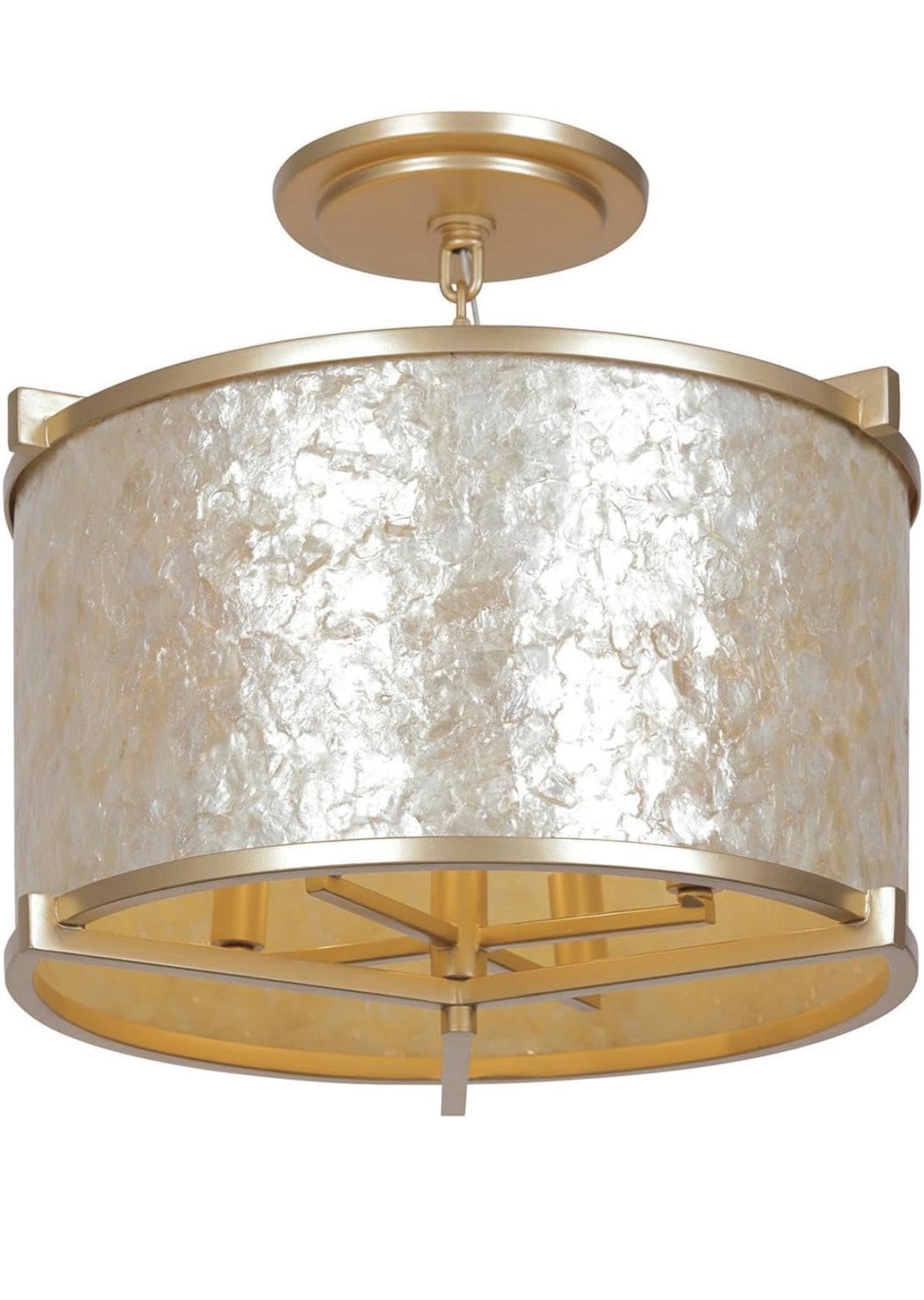 Metropolitan Sommers Bend Semi Flush Light Capiz Shell Gold