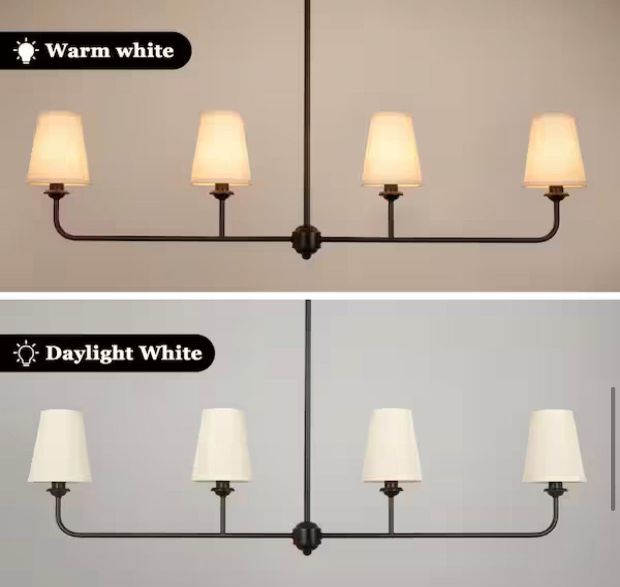 Modern 4-Light Linear Chandelier with Fabric Shades