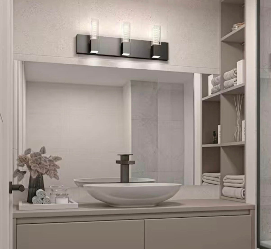 Hologram 24 in. 3-Light Black LED Integrated Vanity Light Bar
