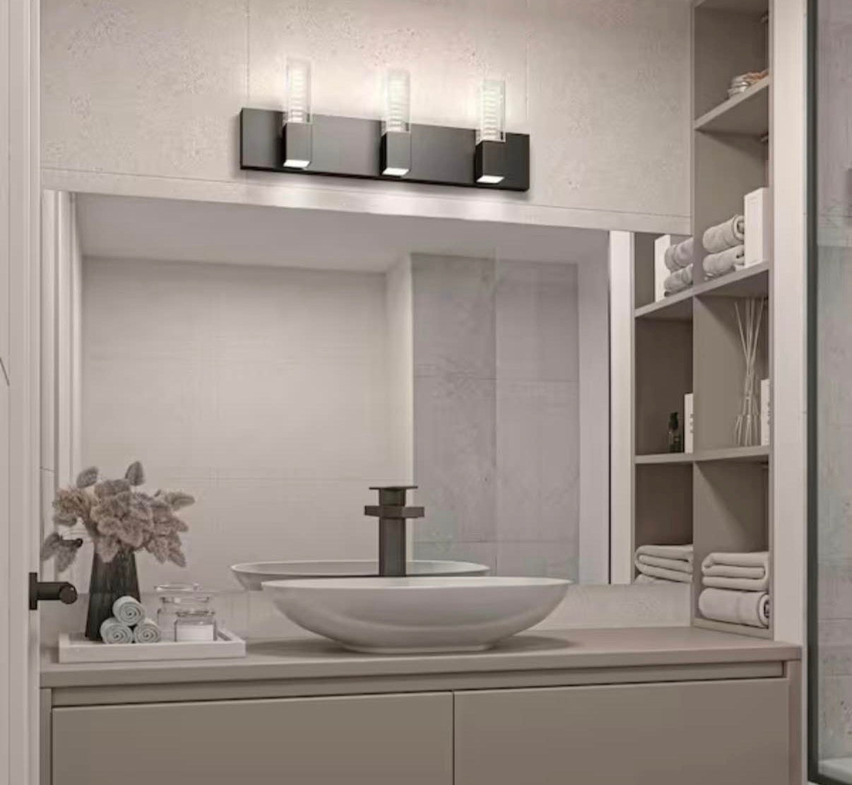Hologram 24 in. 3-Light Black LED Integrated Vanity Light Bar