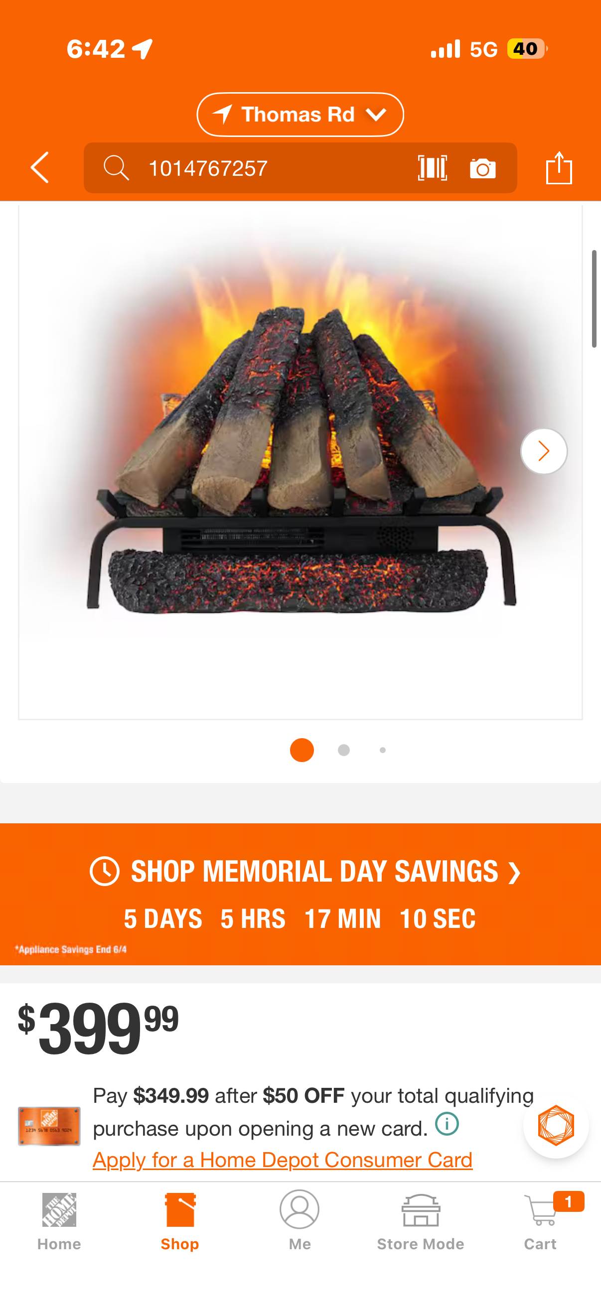 Free Stack 25 in. Crackling Electric Fireplace