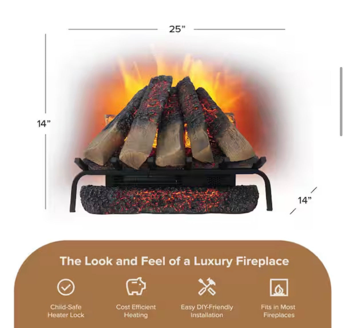Free Stack 25 in. Crackling Electric Fireplace