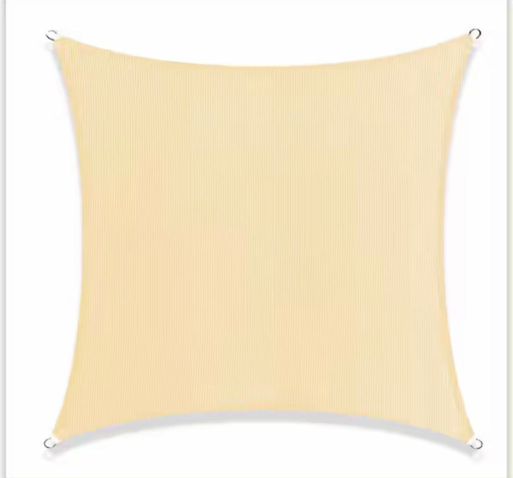 12 ft. x 12 ft. 190 GSM Beige Square Sun Shade Sail Screen Canopy