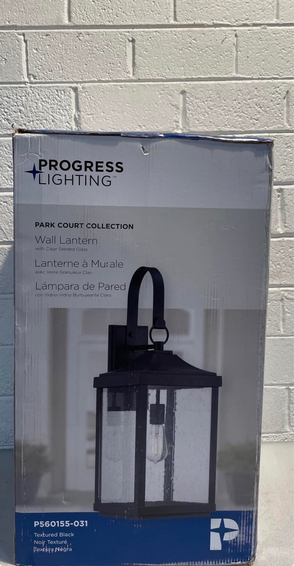 26 in. 1-Light Outdoor Wall Lantern with Clear Seeded Glass