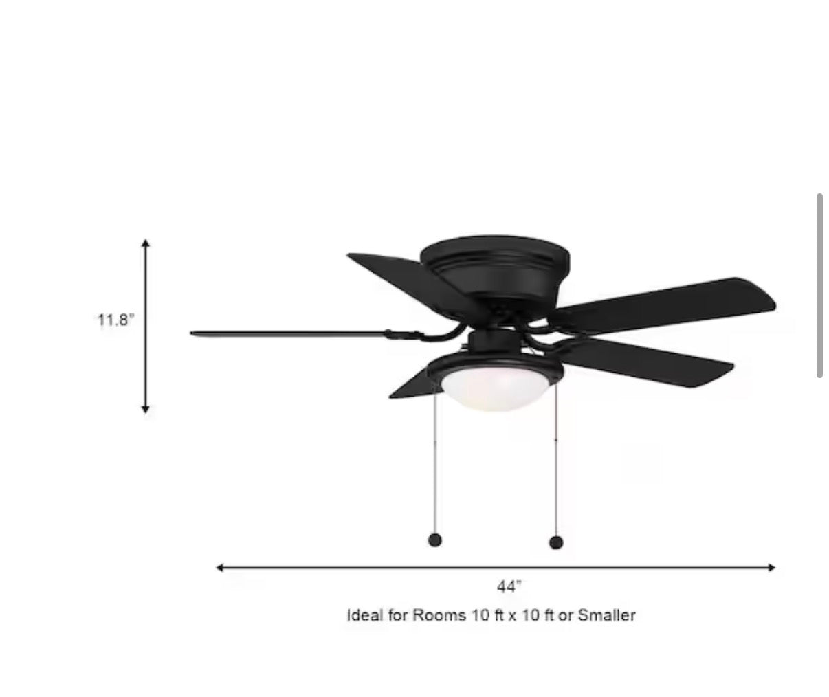 Hugger 44 in. LED Indoor Matte Black Ceiling Fan with Light Kit