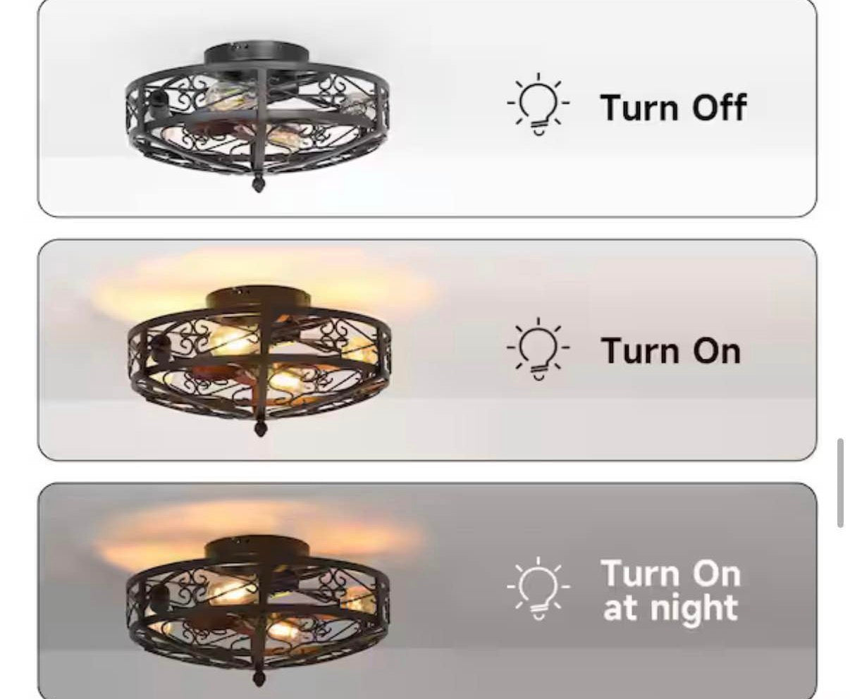 19.6 in. Flush Mount Cage Ceiling Fan with Light
