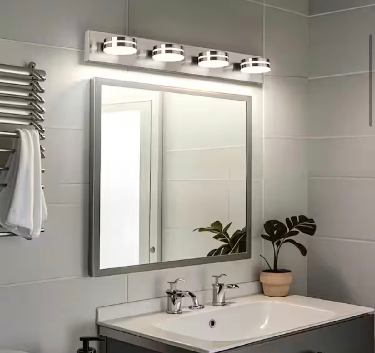 4-Light Nickel LED Vanity Light