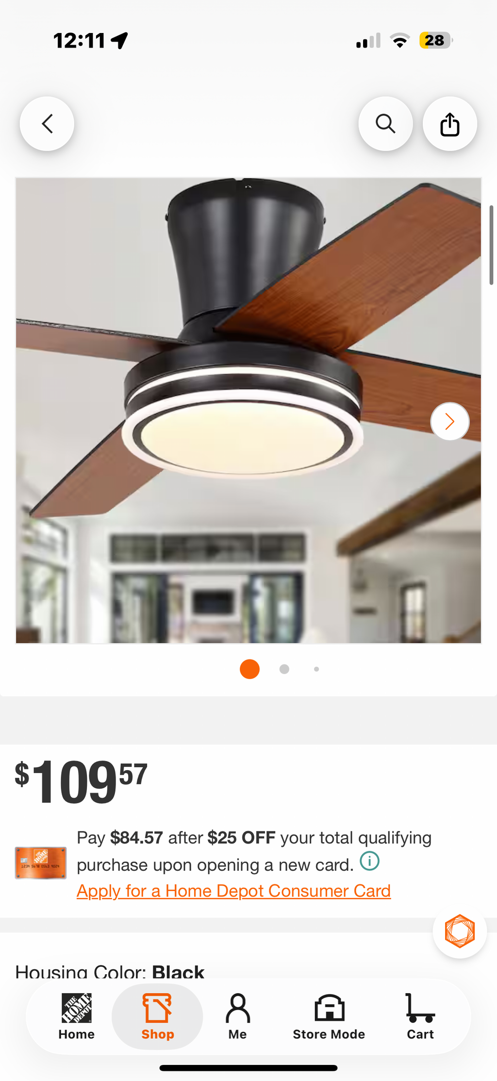 44 in. Flush Mount Modern Ceiling Fan (light shade cover has cracks )