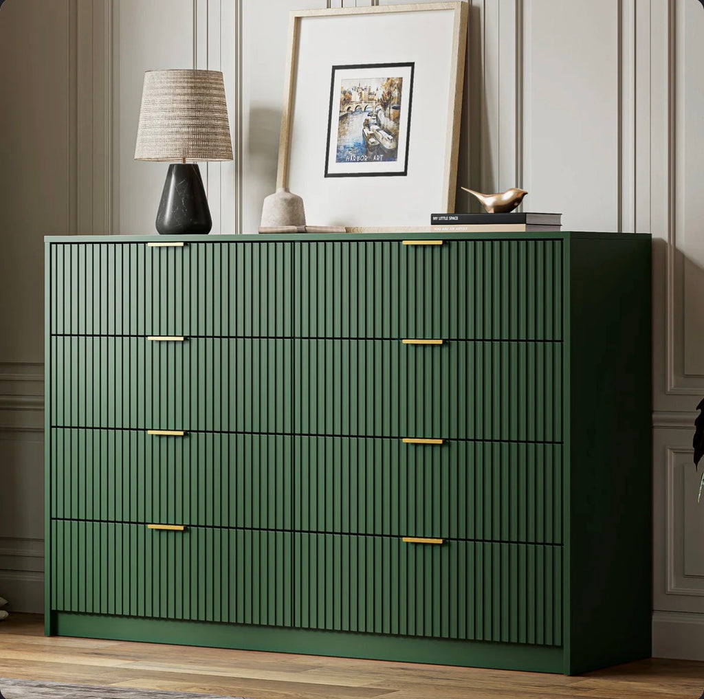 8-Drawer Double Dresser  55" W, Green