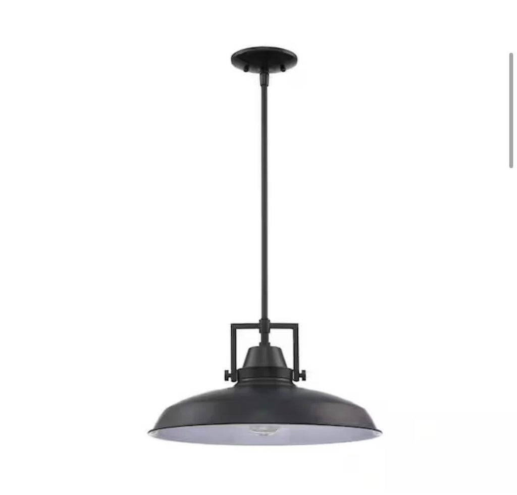 Wilhelm 16 in. Black Industrial Farmhouse Pendant Light