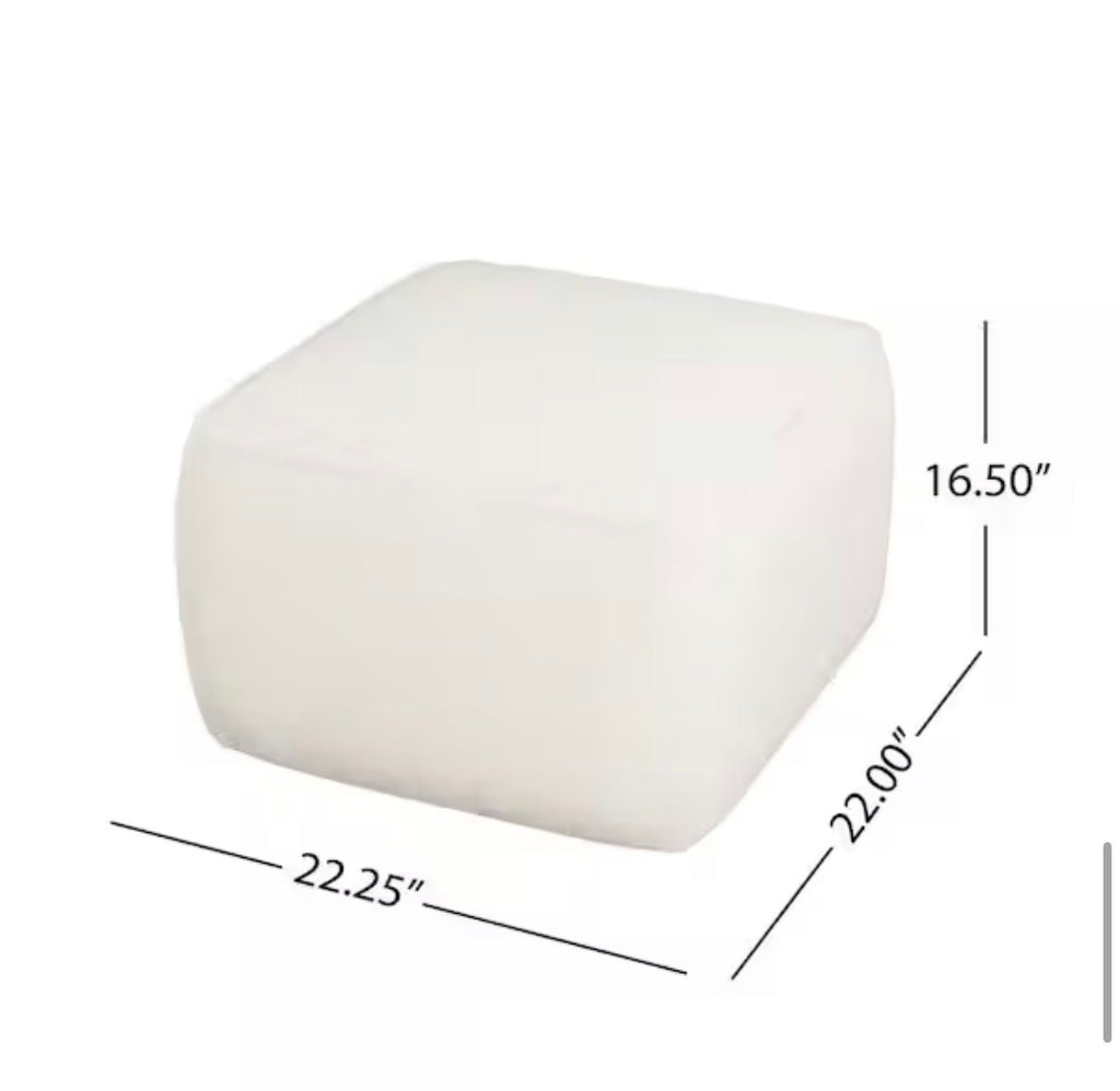 Yzabella White Boucle Fabric Upholstered Ottoman