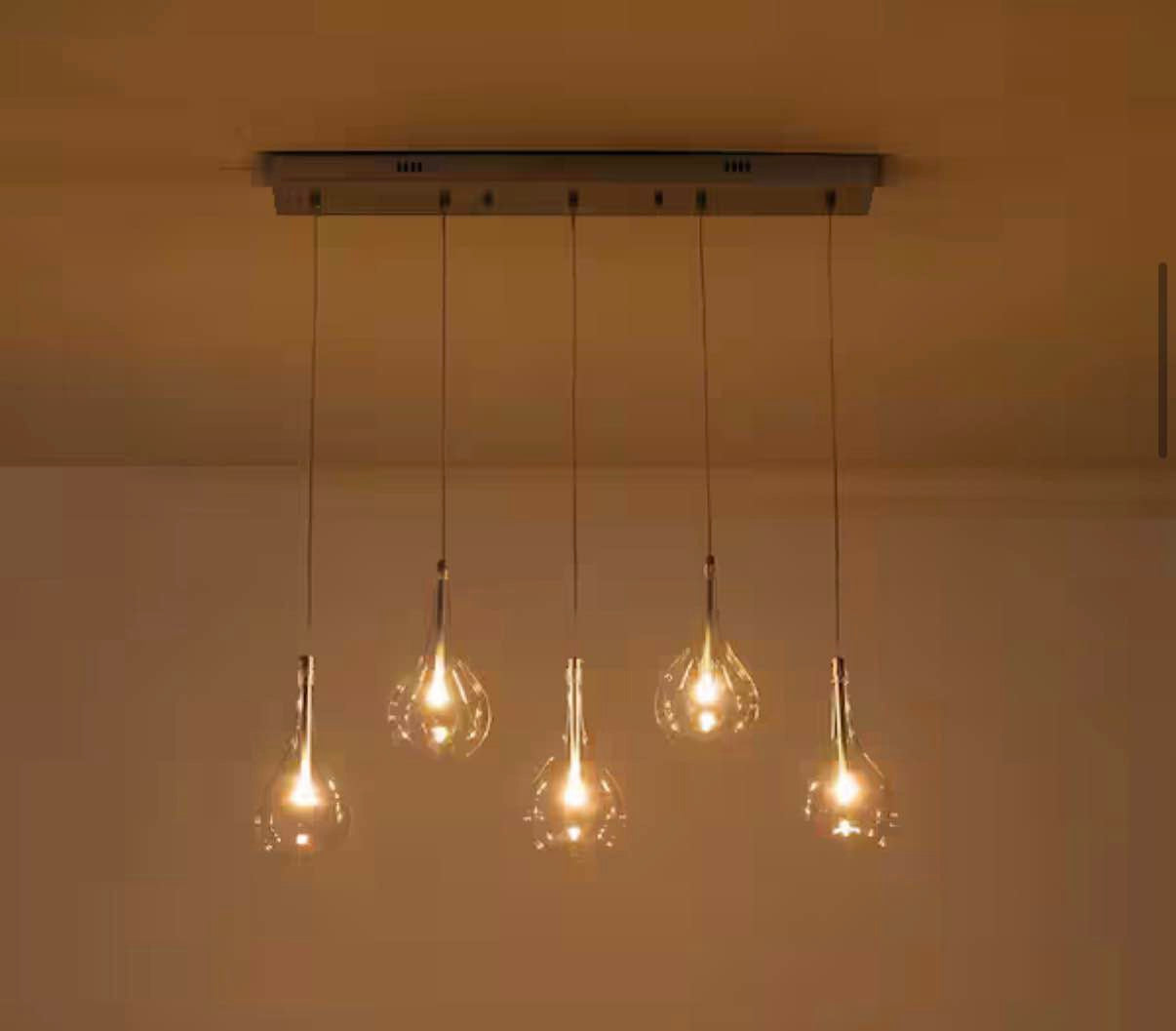 5 Light Silver Chandelier Ceiling Lighting With Clear Glass Shade