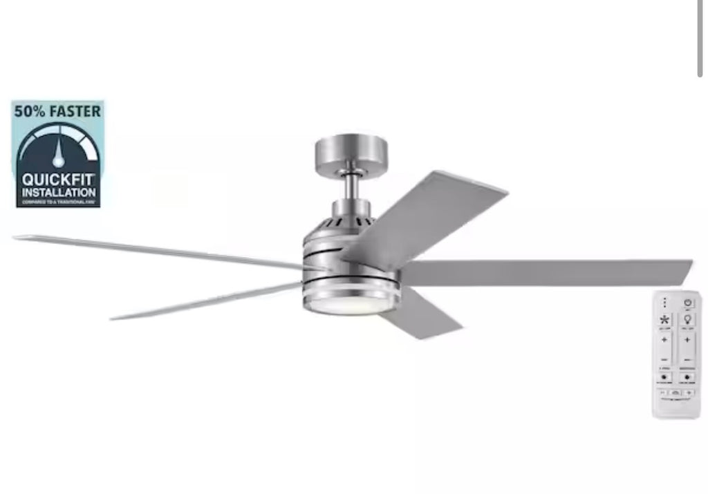Ashburrow 52 in. Brushed Nickel Ceiling Fan with Led lights