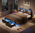 Metal Frame Full Size Platform Bed with Charge Station