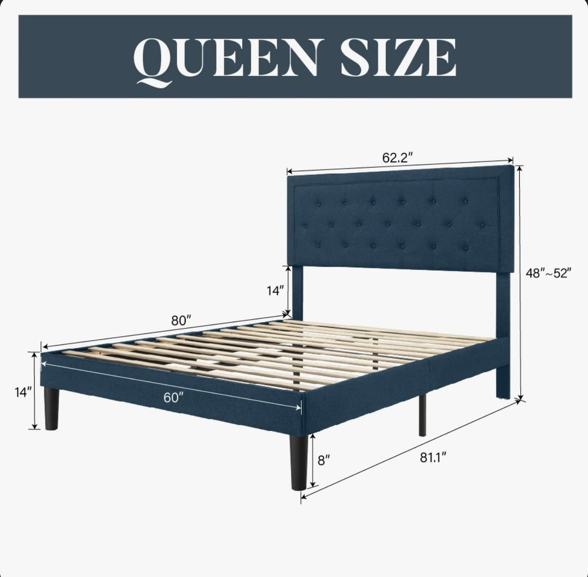 Hegg Tufted Upholstered Platform Bed Queen size