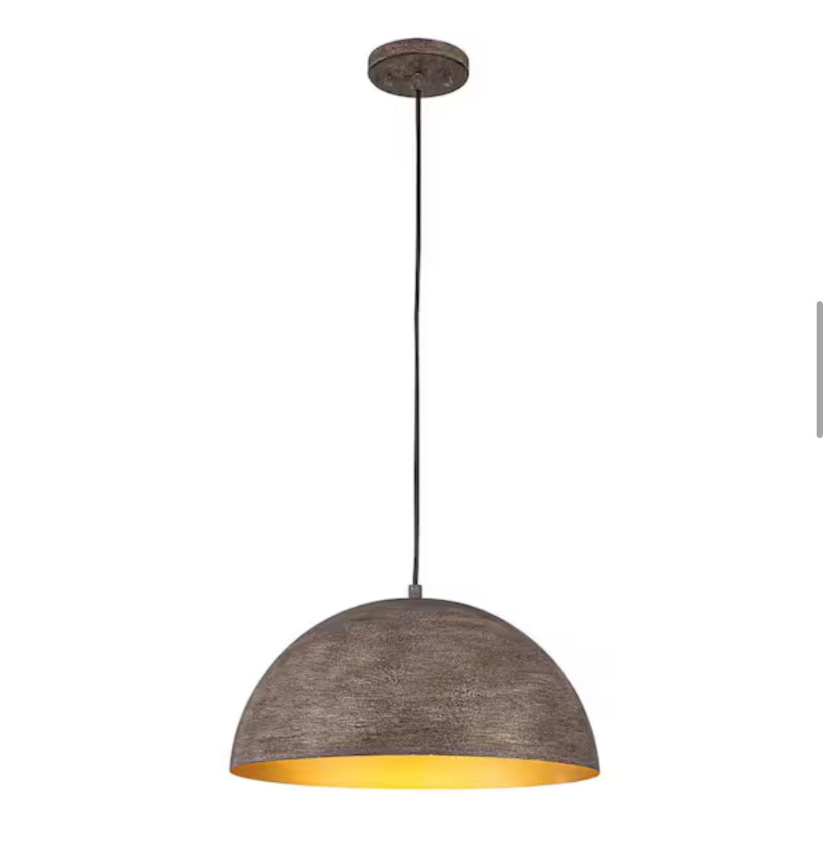 16 in. Vintage Distressed Wood-Grain Dome Pendant Light