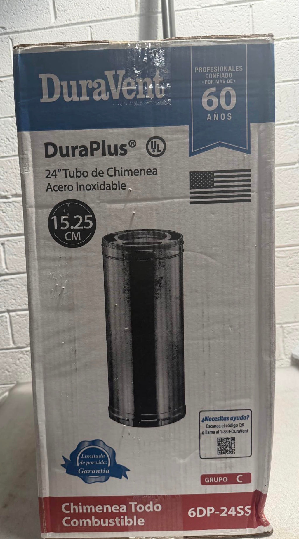 6in. X 24in. Diameter Chimney Pipe, Stainless Steel
