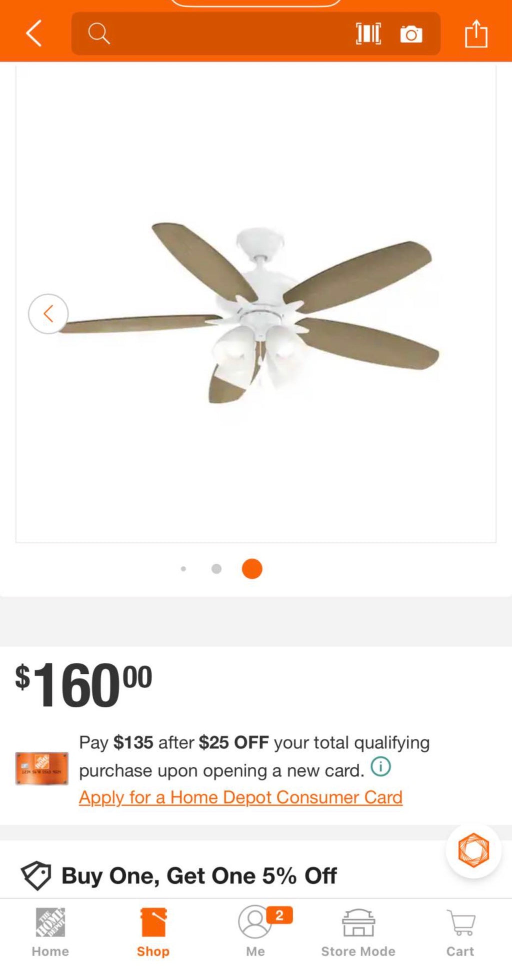 52 in. Indoor White Dual Mount Ceiling Fan