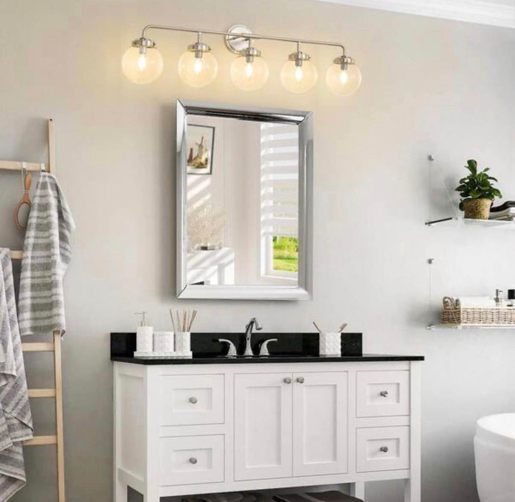 Modern 38.98 in. 5-Light Nickel Bathroom Vanity Light