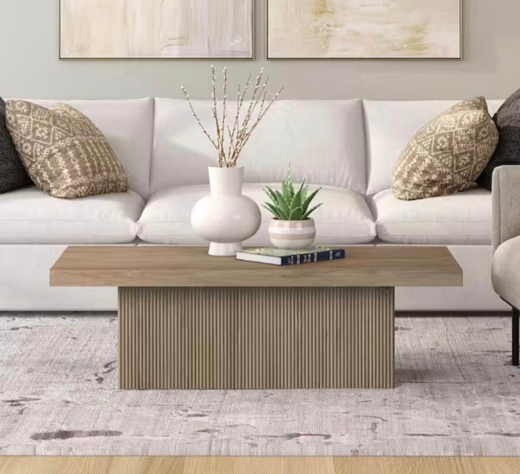 Torren 47.5 in. Antiqued Gray Oak Rectangle MDF Top Coffee Table