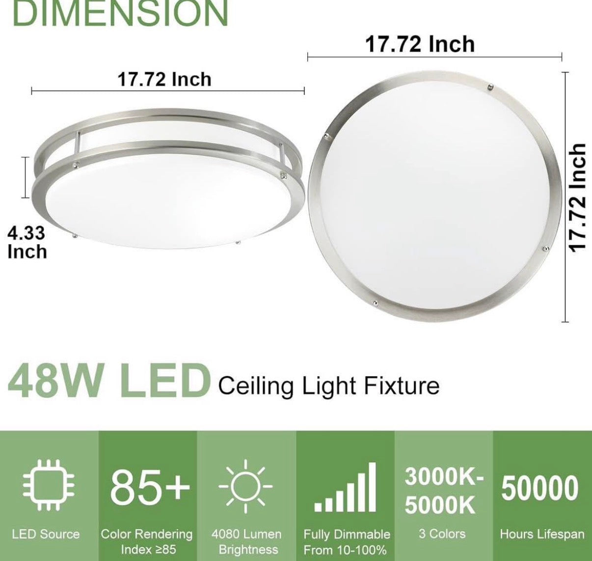18 in Flush Mount Ceiling Light