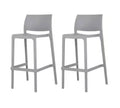 Sensilla Cold Gray 40.60 in. Low Back Resin Stackable Bar Stool (Set of 2)