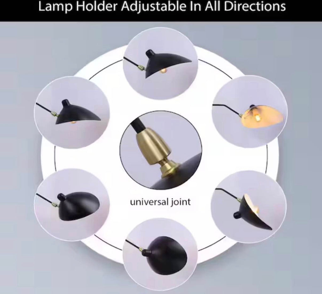 Modern 9.8 in. 1-Light Plug in Wall Sconces with Black Swing Arm Shade
