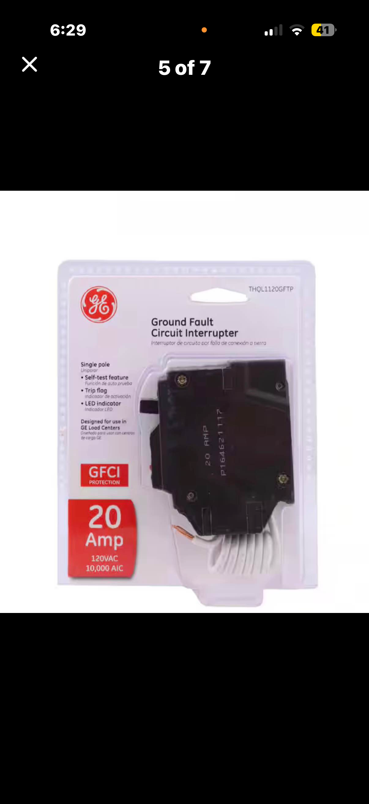 20 Amp 1-Pole Ground Fault Breaker with Self-Test