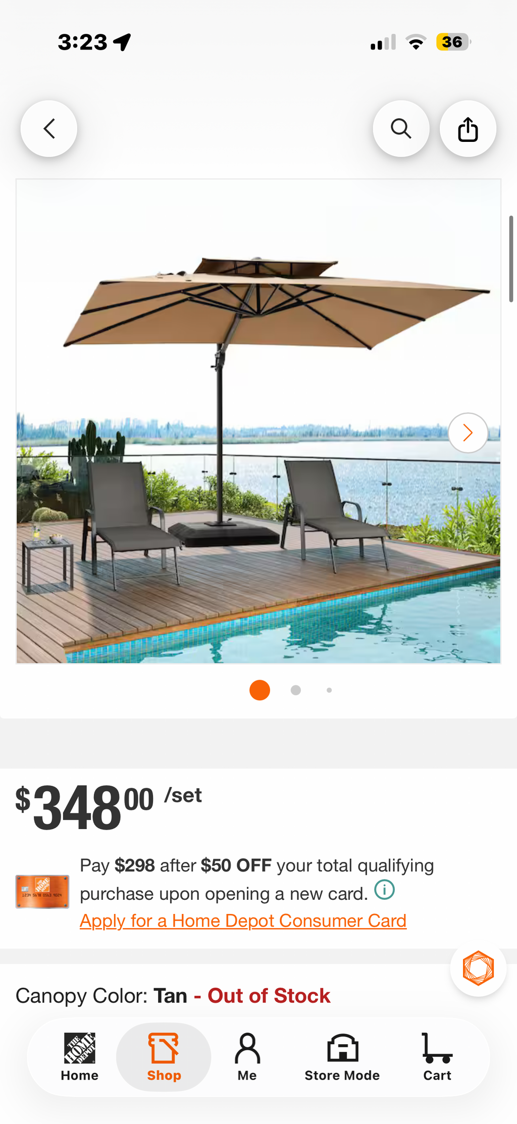 11.5 ft. x 9 ft. Double Top 360° Rotation Cantilever Patio Umbrella