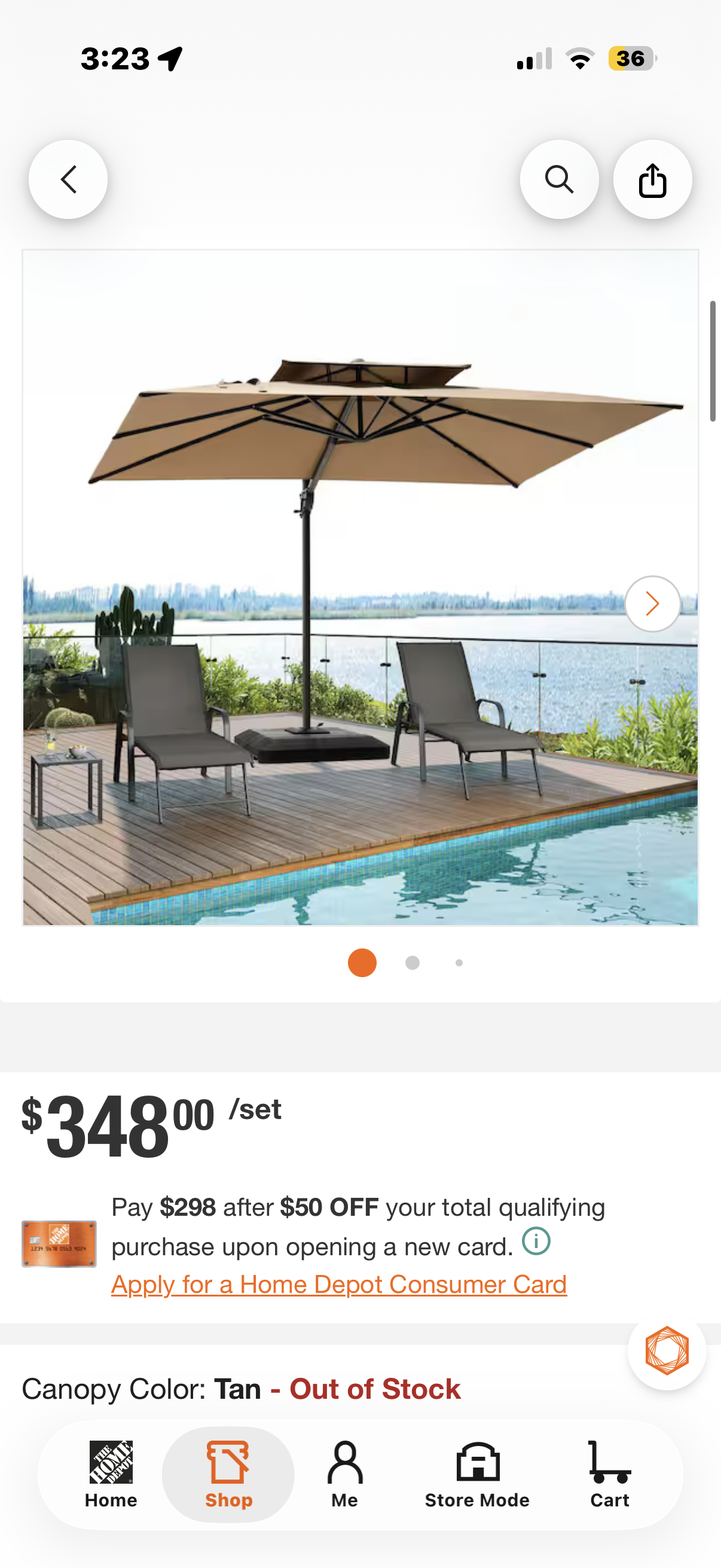 11.5 ft. x 9 ft. Double Top 360° Rotation Cantilever Patio Umbrella