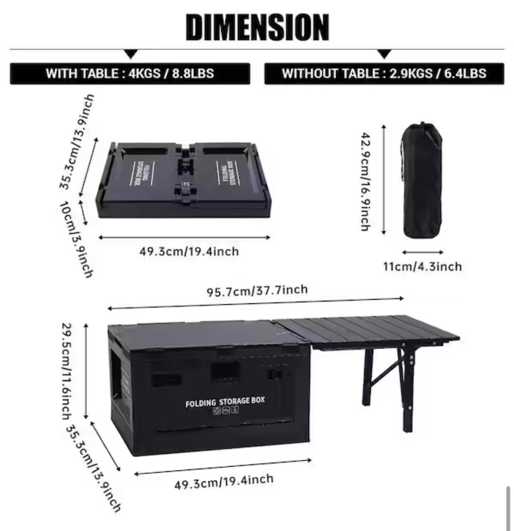 Folding Storage Box with Integrated Table