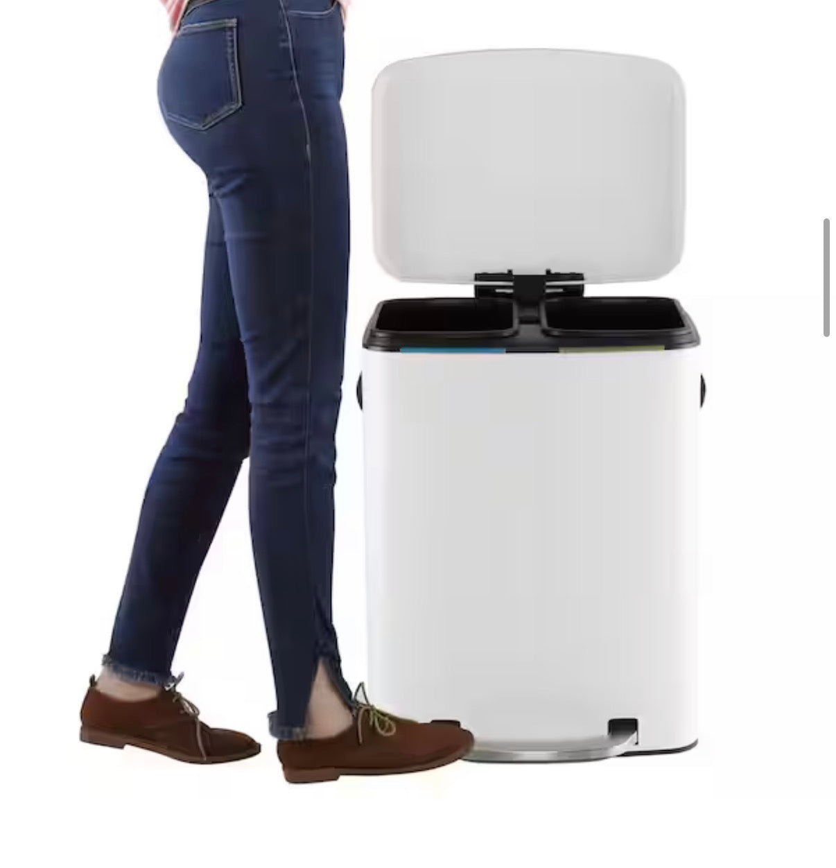 Marco 10.5 Gal. White Rectangular Double Bucket Trash Can