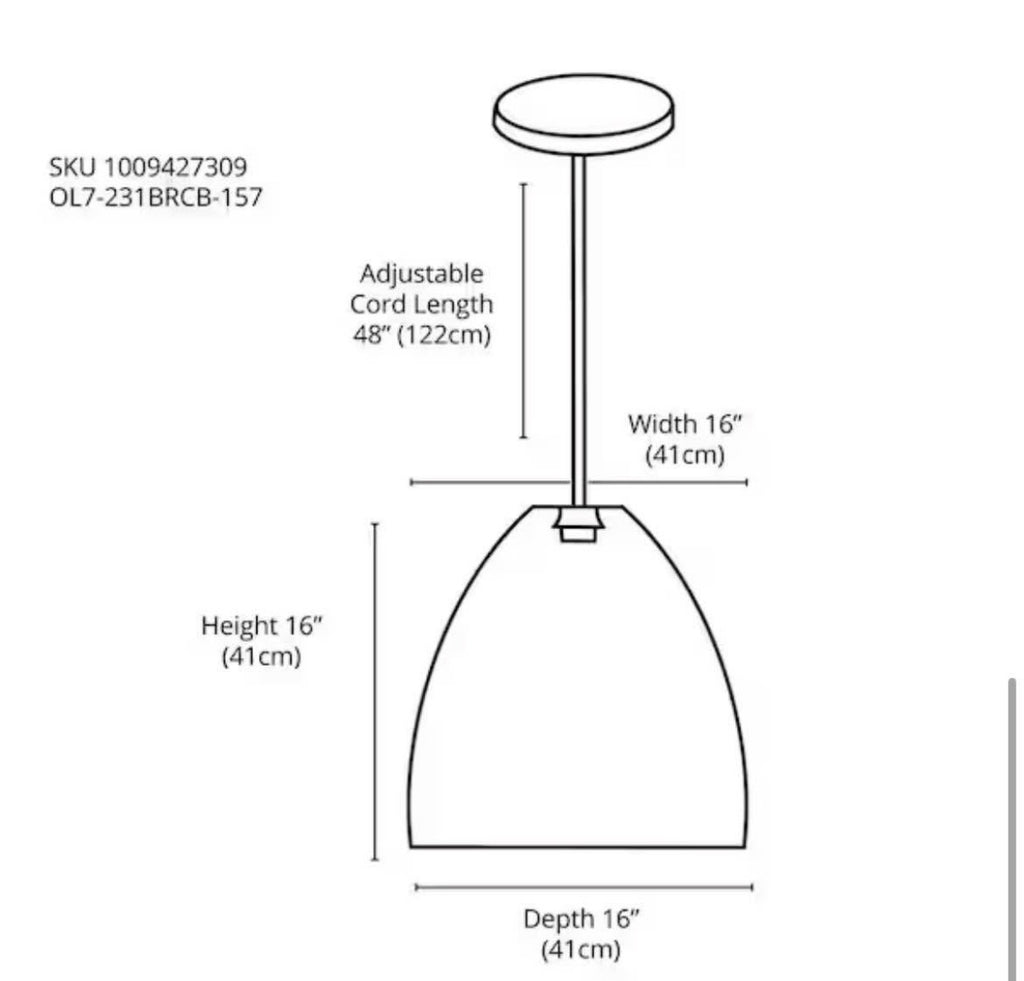 16 in. 1-Light Outdoor Hanging Light Pendant