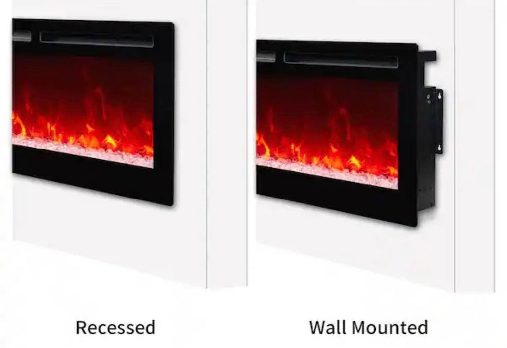 36 in. Wall Mount and Recessed Electric Fireplace