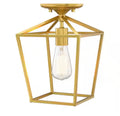 1-Light 8 in. Brushed Gold Semi Flush Mount Light