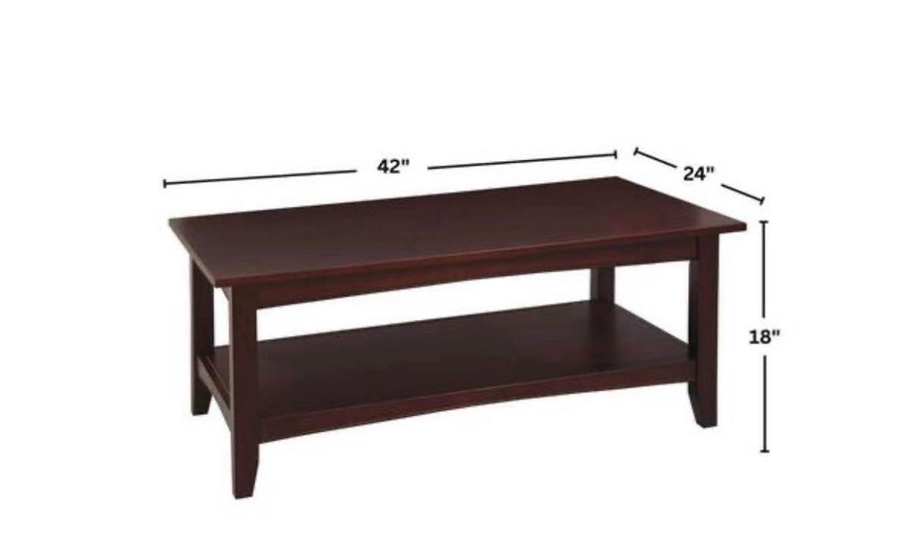 Shaker 42 in. Espresso Rectangle Wood Top Coffee Table with Shelf