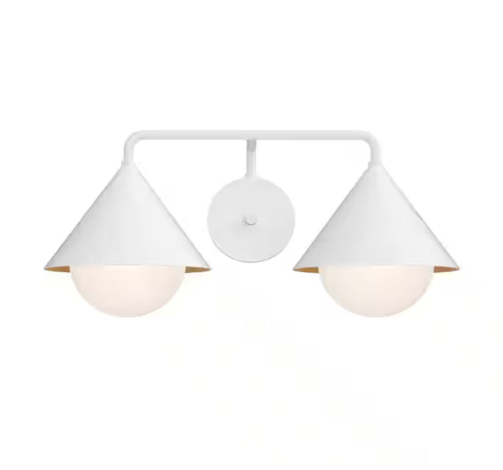 Remy 21-in 2 Light 60-Watt White/Opal Glass Vanity Light
