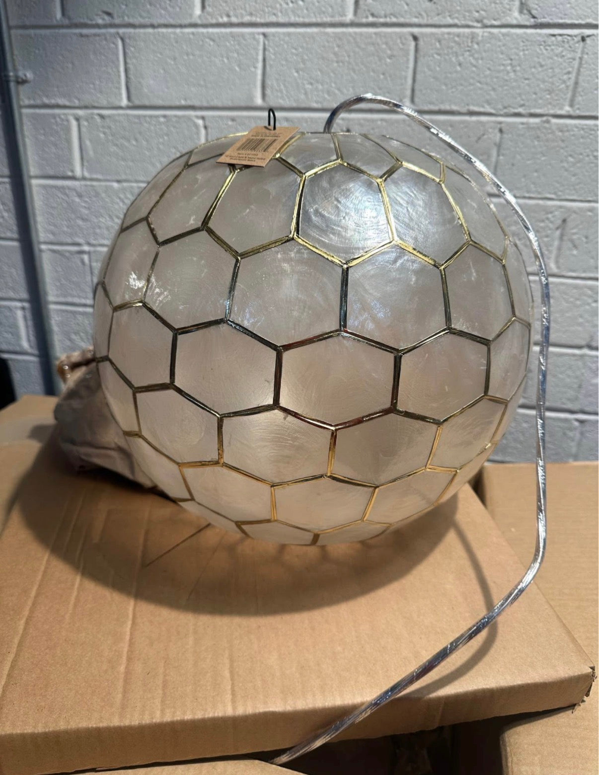 1 Light Antique Gold Globe Pendant 14 in