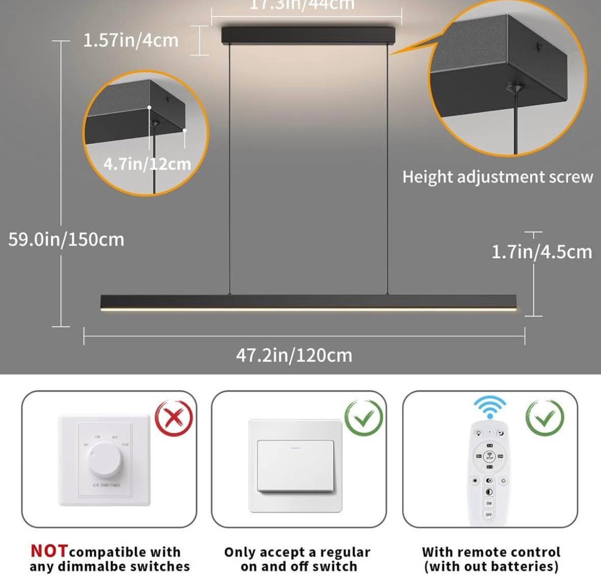 47in LED Linear Pendant Lights