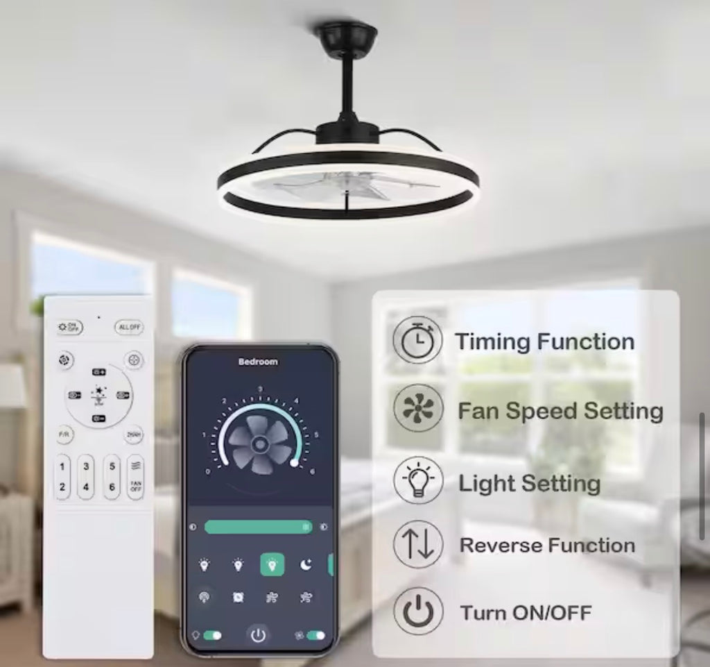 24 in. Smart  Ceiling Fan with Light  (used)
