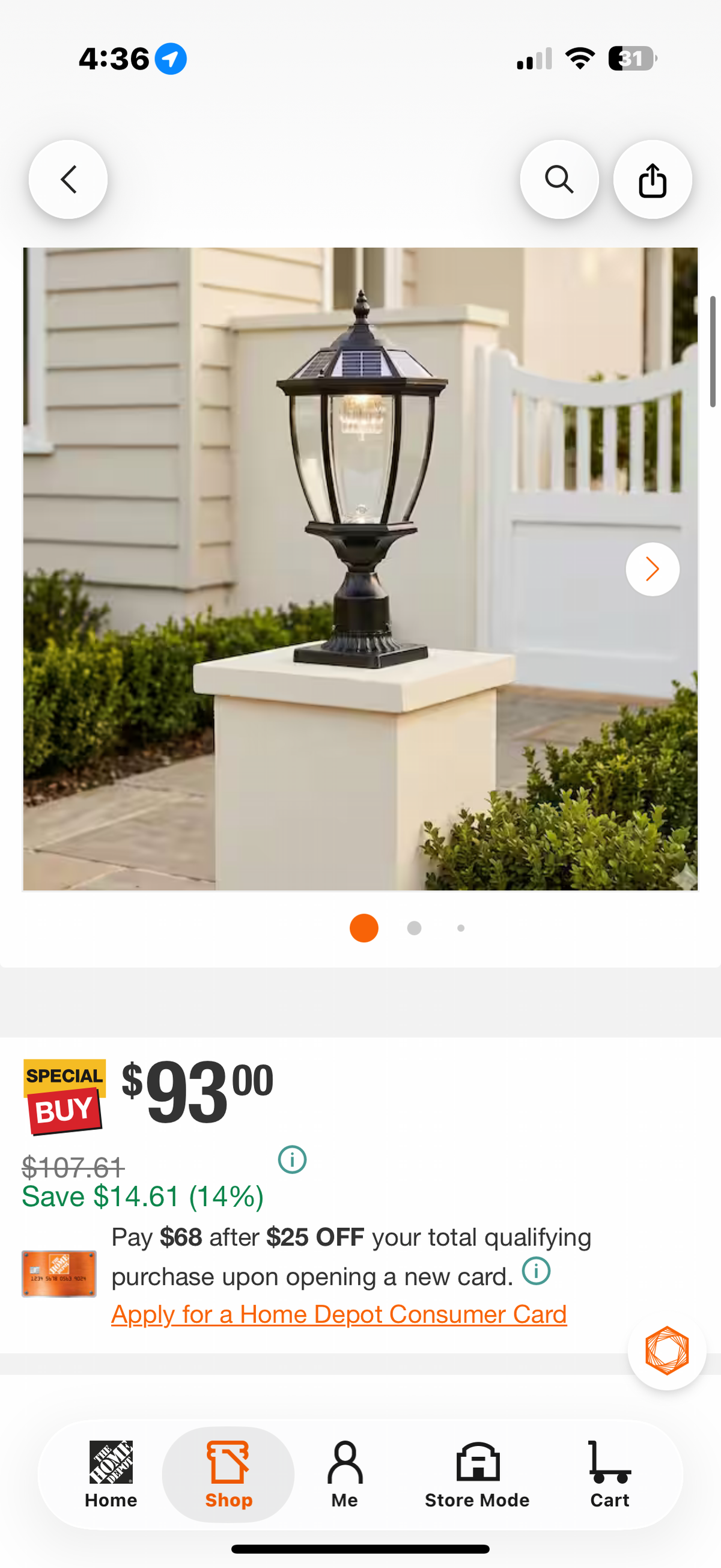 Outdoor Weather Resistant Solar Post light