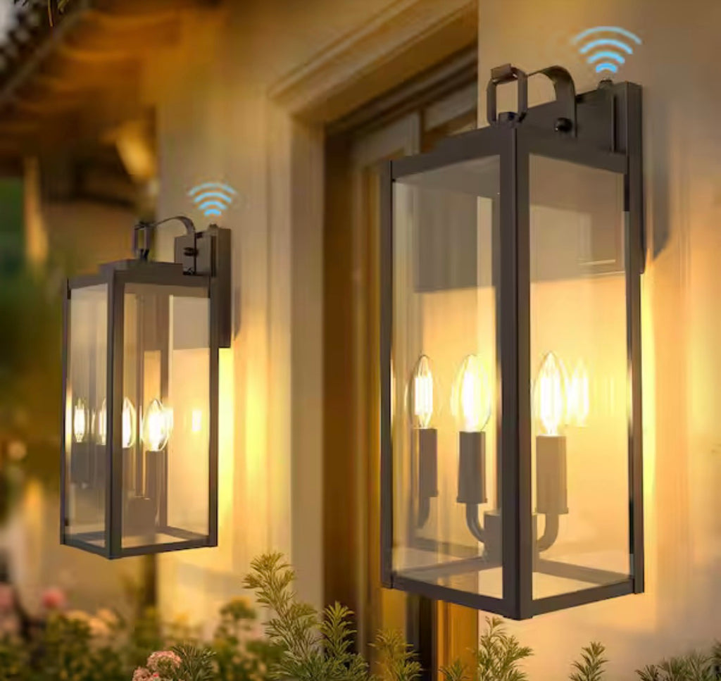 18 in. Outdoor Wall Lantern Light with Clear Glass (2-Pack)