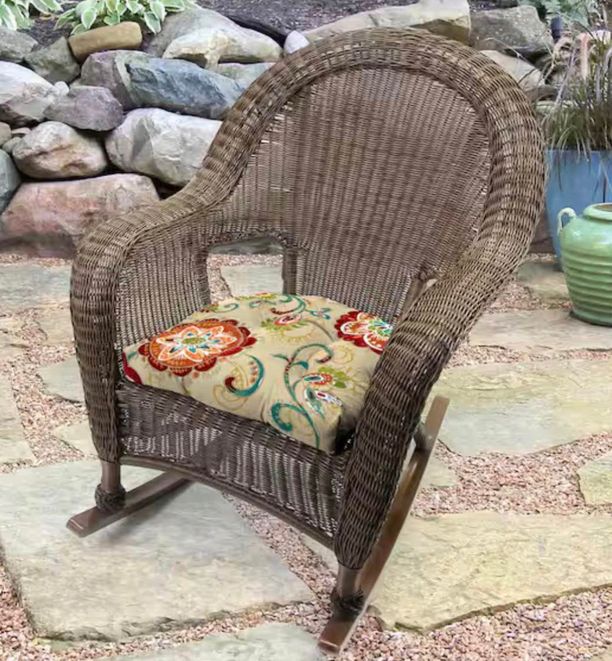 Tufted Outdoor Wicker Seat Cushion 2-Pack