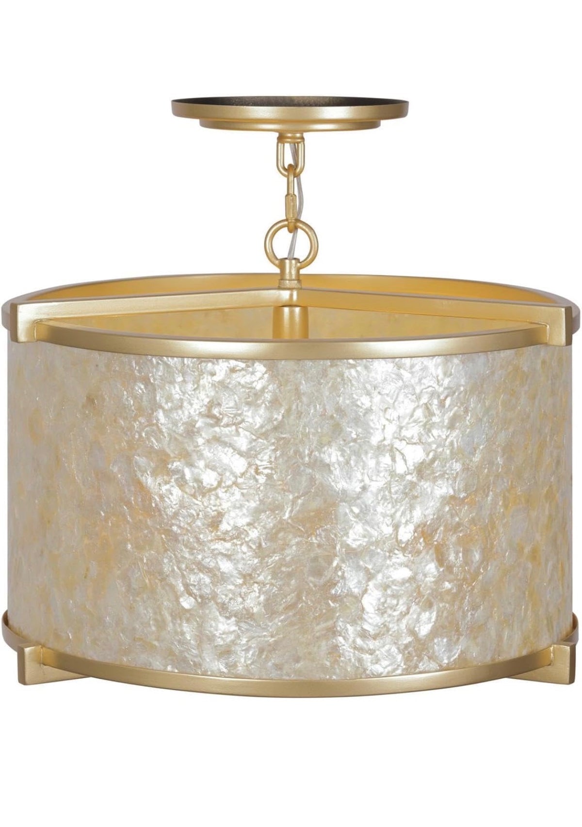 Metropolitan Sommers Bend Semi Flush Light Capiz Shell Gold