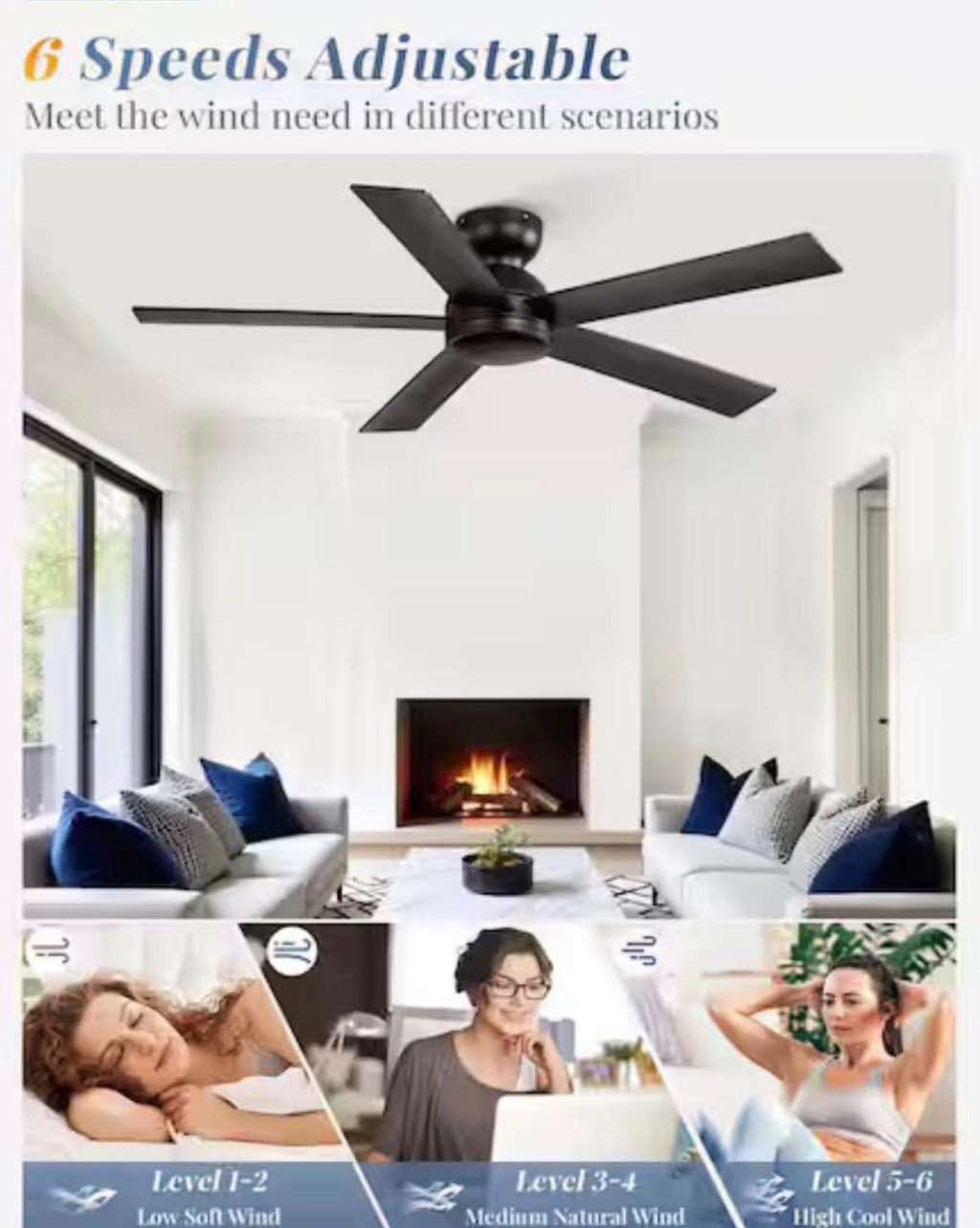 48 in. Indoor/Covered Outdoor Low Profile Ceiling Fan without Light