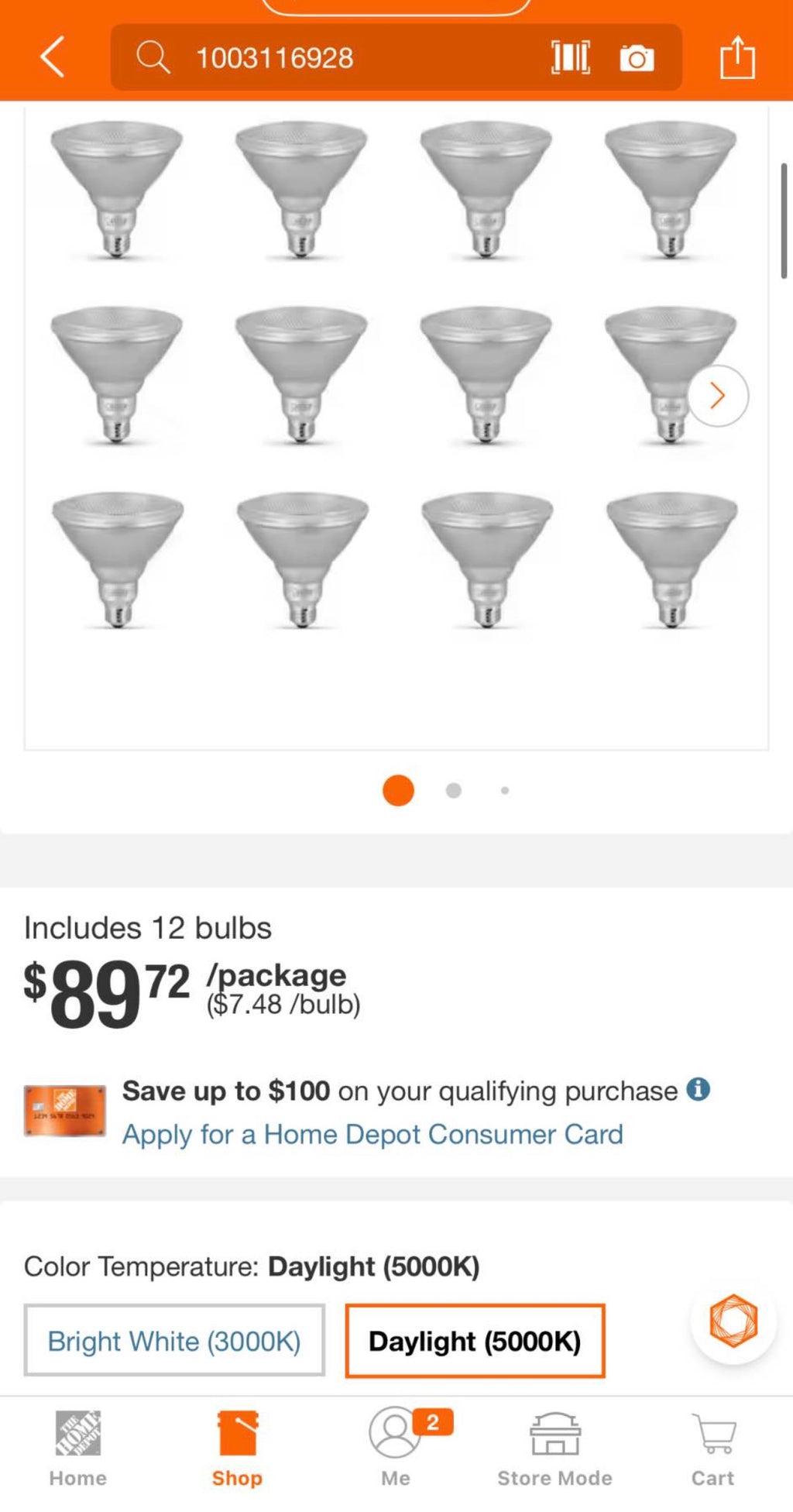 120-Watt LED Light Bulb Daylight  (12 Led Bulbs)