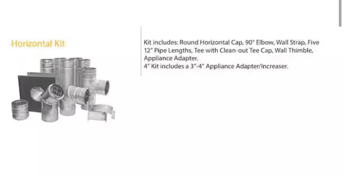 PelletVent for Multi-Fuel 3in. Diameter Horizontal Kit.