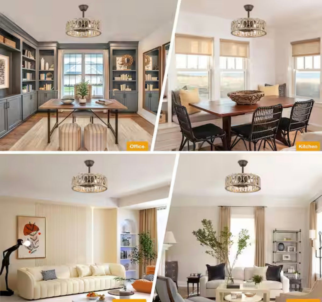 Banff 18 in. Farmhouse Indoor Tan 6-Light Ceiling Fan