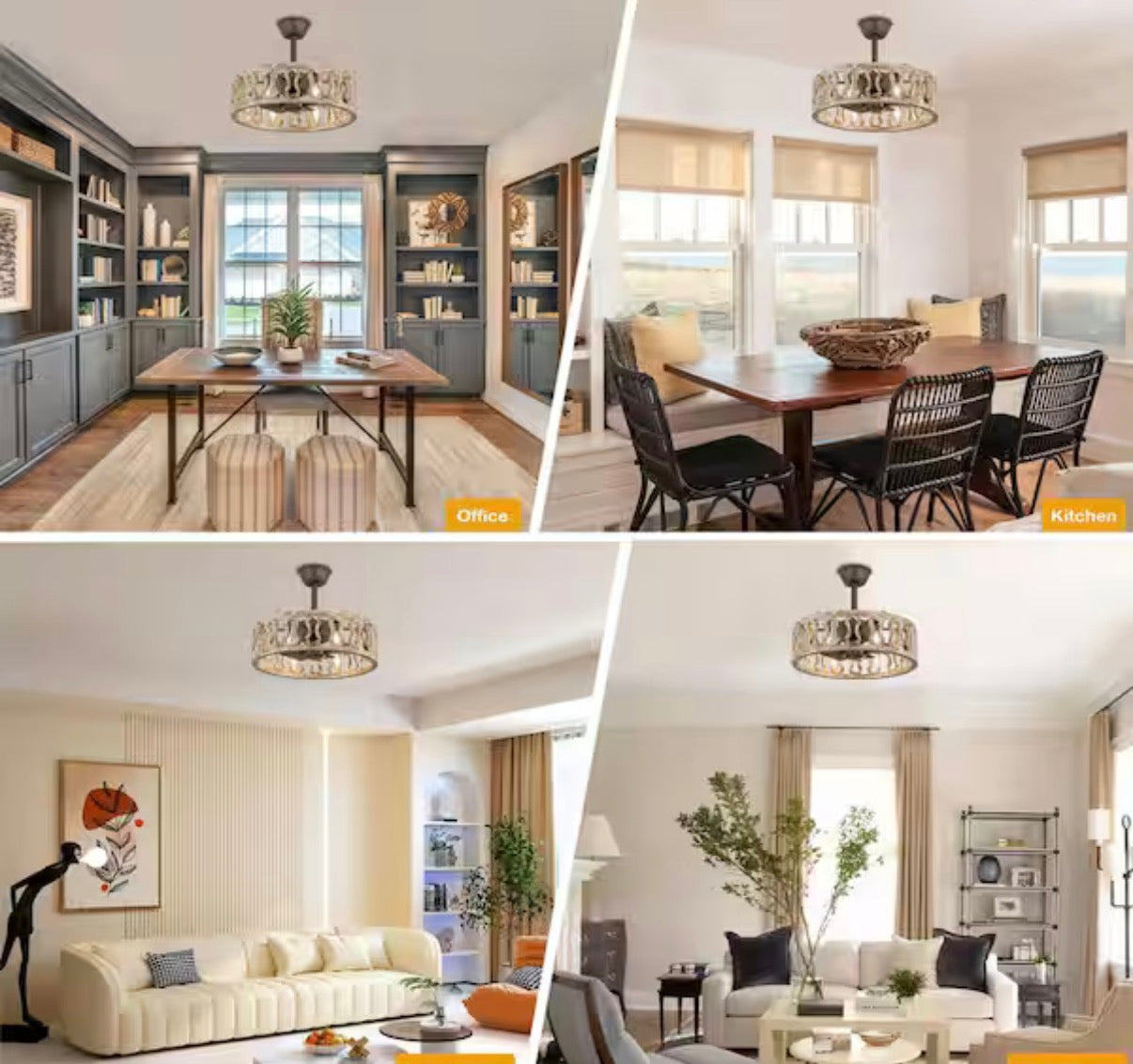Banff 18 in. Farmhouse Indoor Tan 6-Light Ceiling Fan