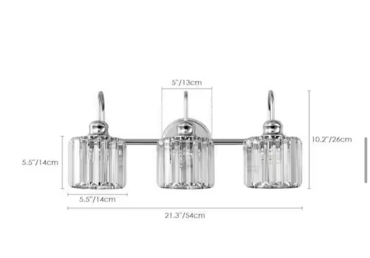 3-Light Chrome Dimmable Glam Crystal Bathroom Vanity Light